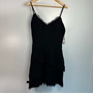 Gianna Bini little black dress 11 JR tiered spaghetti strap knee sweetheart neck